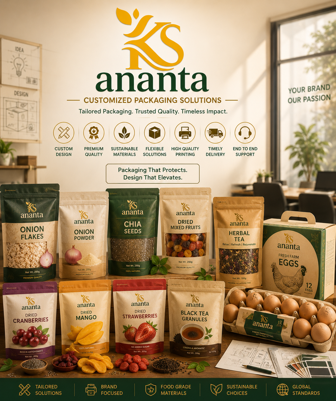 Our flexible packaging capabilities help businesses strengthen brand visibility while ensuring product freshness and protection.